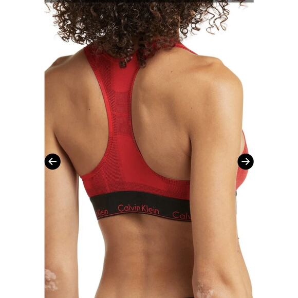 Calvin Klein Women's Modern Unlined Bralette, Plaid Red/Black XS NWT - Picture 2 of 7